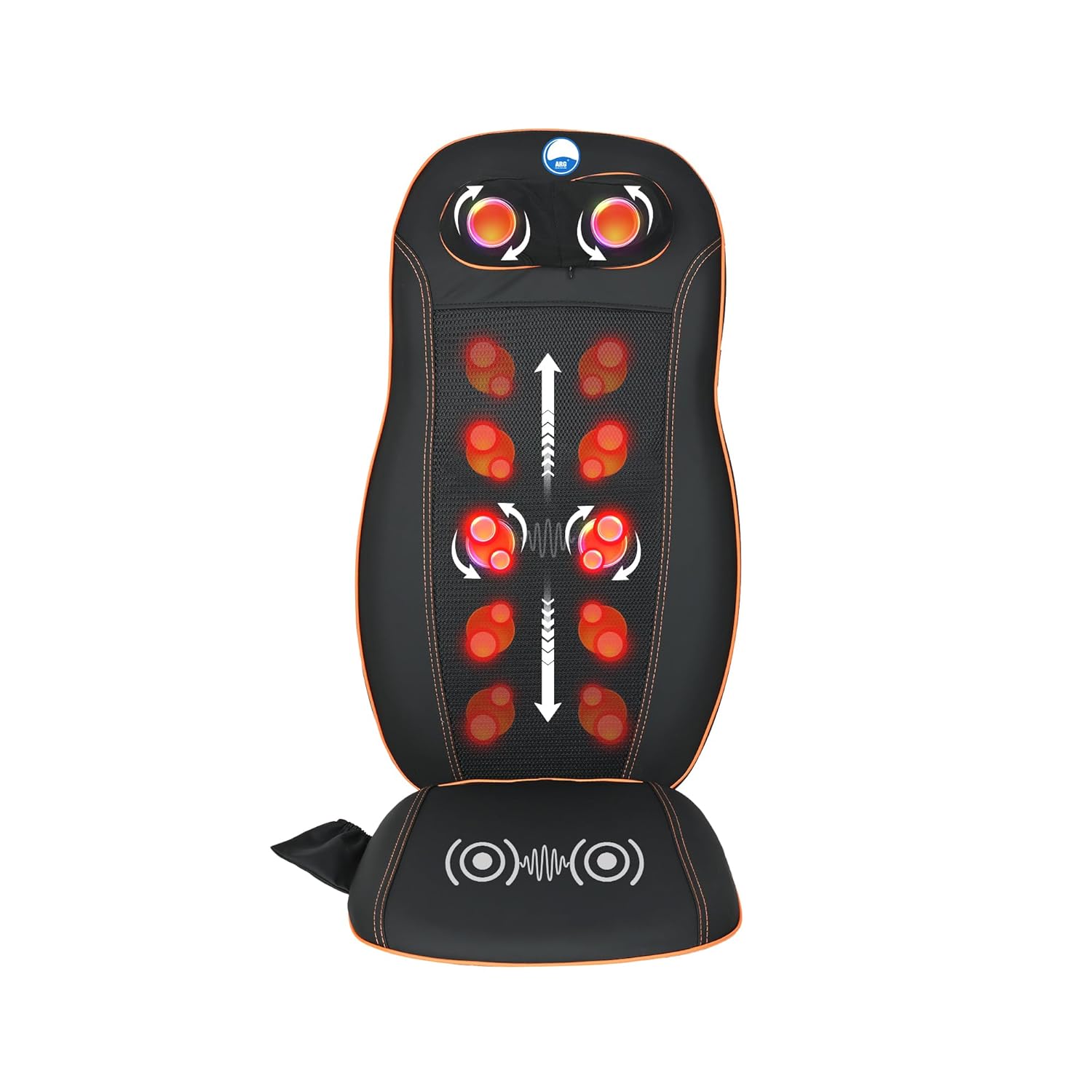 ARG Healthcare Shiatsu Back & Neck Portable Car Seat Massager with Kneading 4 Rollers, Heat and Vibration, Auto & Manual Modes For Full Back Pain Relief Massager (Black)